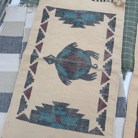 Vintage 90s Placemats Lot Of 10 Southwestern Monstera Plaid Cotton Table - Picture 3 of 16